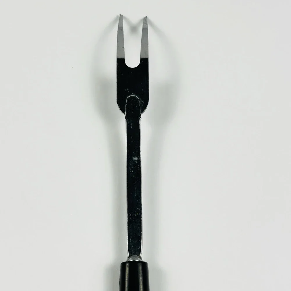 Ekco Stainless Meat‎ Carving Serving Fork Black Plastic Handle USA - 11 3/8